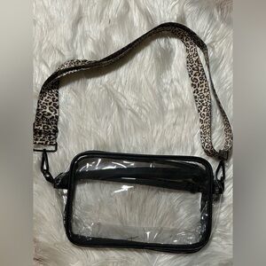 Clear Crossbody Bag with Leopard Strap